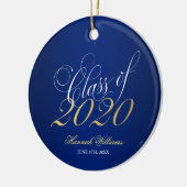 Script Blue Gold Class of 2020 Afstuderen Keramisch Ornament (Links)