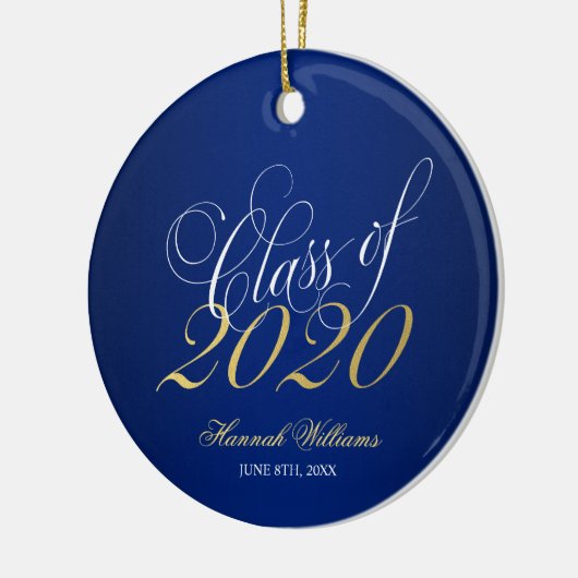 Script Blue Gold Class of 2020 Afstuderen Keramisch Ornament (Links)