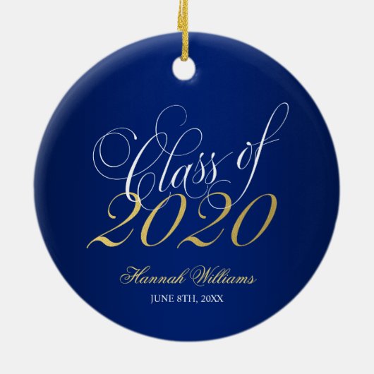 Script Blue Gold Class of 2020 Afstuderen Keramisch Ornament (Achterkant)
