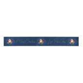 Script Blue Red Gold Santa Claus Elegant Christmas Grosgrain Lint (Voorkant)