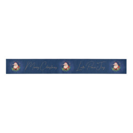 Script Blue Red Gold Santa Claus Elegant Christmas Grosgrain Lint