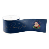 Script Blue Red Gold Santa Claus Elegant Christmas Grosgrain Lint (Spoel)