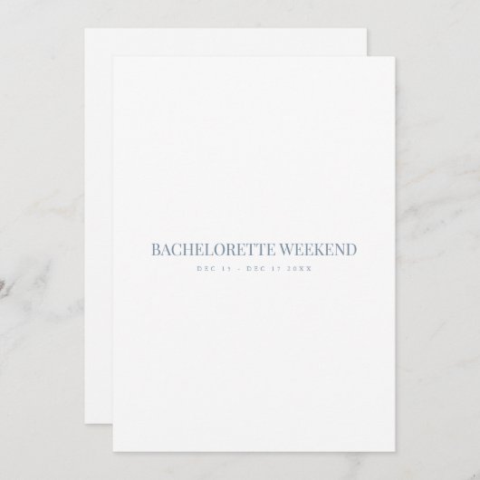 Script Blue & White Bachelorette Weekend Kaart (Voorkant / Achterkant)