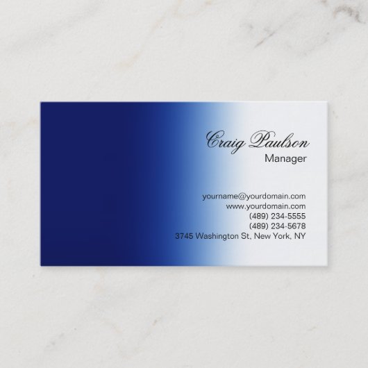 Script Blue White Plain Simple Visitekaartje (Voorkant)