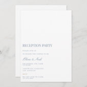 Script Blue & White Reception Invitation Kaart (Voorkant / Achterkant)