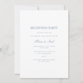 Script Blue & White Reception Invitation Kaart (Voorkant)