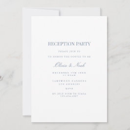 Script Blue & White Reception Invitation Kaart