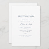 Script Blue & White Reception Invitation Kaart (Voorkant / Achterkant)