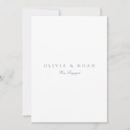 Script Blue & White Verloving Announcement Kaart