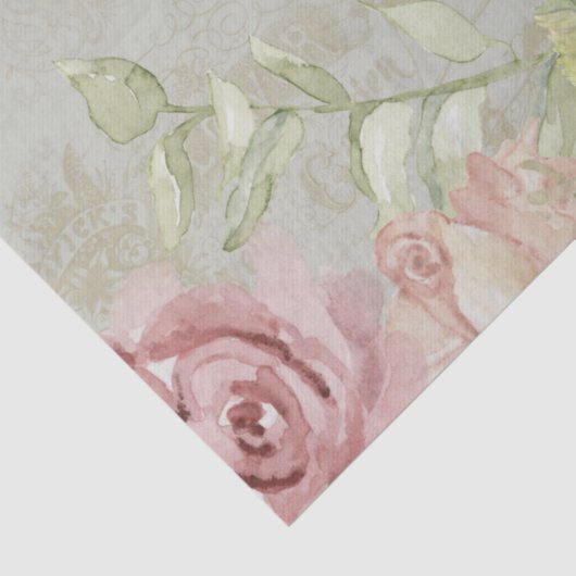 Script Blush Bloemen Zonnebloem Sage Mint Tissuepapier (Detail)