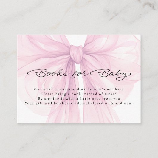 Script Blush Bow Books for Baby Insert Informatiekaartje (Voorkant)
