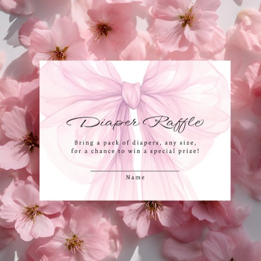 Script Blush Bow Diaper Raffle Insert Informatiekaartje