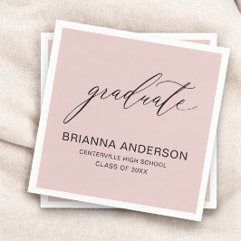 Script Blush Pink Afstuderen Afstuderen Servet