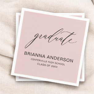 Script Blush Pink Afstuderen Afstuderen Servet