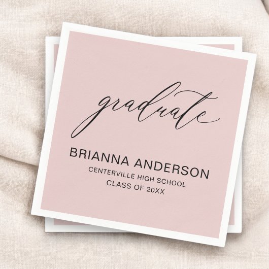 Script Blush Pink Afstuderen Afstuderen Servet