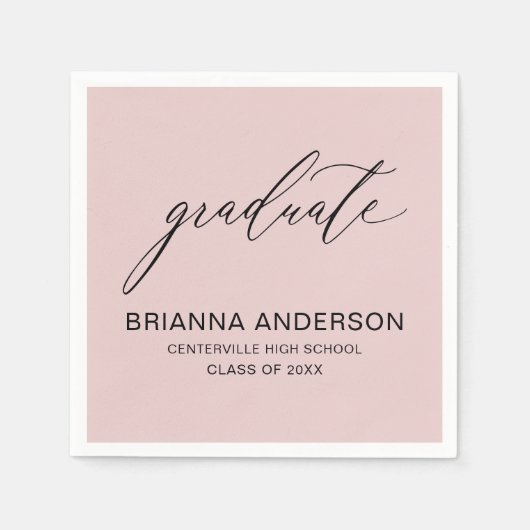 Script Blush Pink Afstuderen Afstuderen Servet (Voorkant)