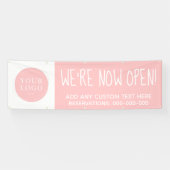 Script Blush Pink Logo We zijn nu open Business Spandoek (Horizontaal)