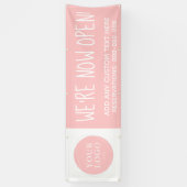 Script Blush Pink Logo We zijn nu open Business Spandoek (Verticaal)