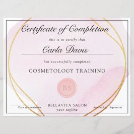 Script Blush Pink Waterverf Gold Circle Award