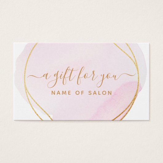 Script Blush Pink Waterverf Gold Circle Gift Kaart (Voorkant)
