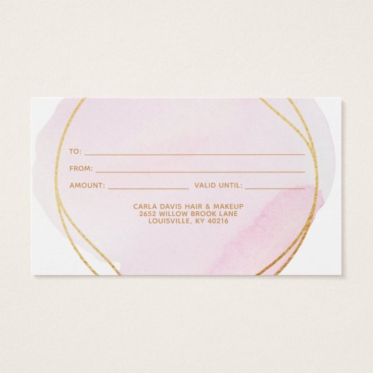 Script Blush Pink Waterverf Gold Circle Gift Kaart (Achterkant)