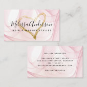 Script Blush Pink Waterverf Gold Foil Heart Visitekaartje (Voorkant / Achterkant)