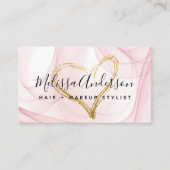 Script Blush Pink Waterverf Gold Foil Heart Visitekaartje (Voorkant)