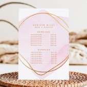 Script Blush Pink Waterverf Gold Service Price Menu
