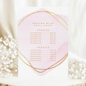 Script Blush Pink Waterverf Gold Service Price Menu