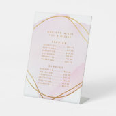 Script Blush Pink Waterverf Gold Service Price Reclamebord Met Voetstuk (Voorkant)