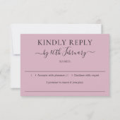 Script Blush Pink Wedding Kindly Reply RSVP Kaartje (Voorkant)
