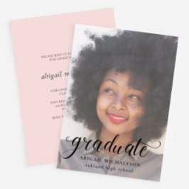 Script Blush Roze Foto Graduation Party Kaart