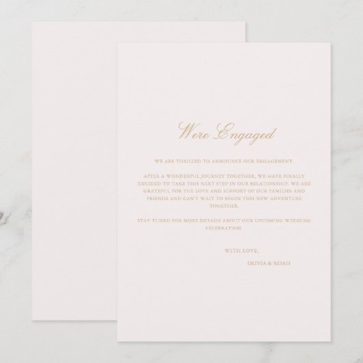 Script Blush Roze Verlovingsaankondigingskaart Aankondiging (Voorkant / Achterkant)