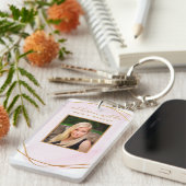 Script Blush Roze Waterverf Goud Cirkel Salon ID Sleutelhanger (Voorkant Rechts)