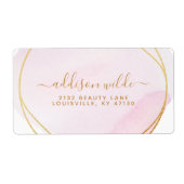 Script Blush Roze Waterverf Goud Cirkel Verzending Etiket (Voorkant)