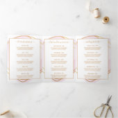Script Blush Roze Waterverf Goud Salon Brochure Drieluik Kaart (Binnen)