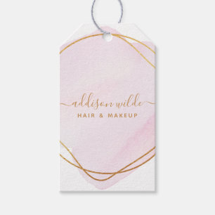 Script Blush Roze Waterverf Gouden Prijs Hang Labe Cadeaulabel