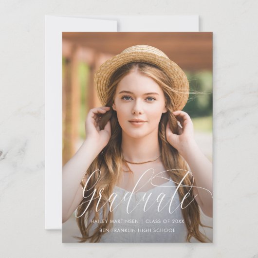 Script Blush Virtual Graduation Party Foto Aankondiging (Voorkant)