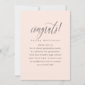 Script Blush Virtual Graduation Party Foto Aankondiging (Achterkant)