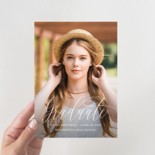 Script Blush Virtual Graduation Party Foto Aankondiging