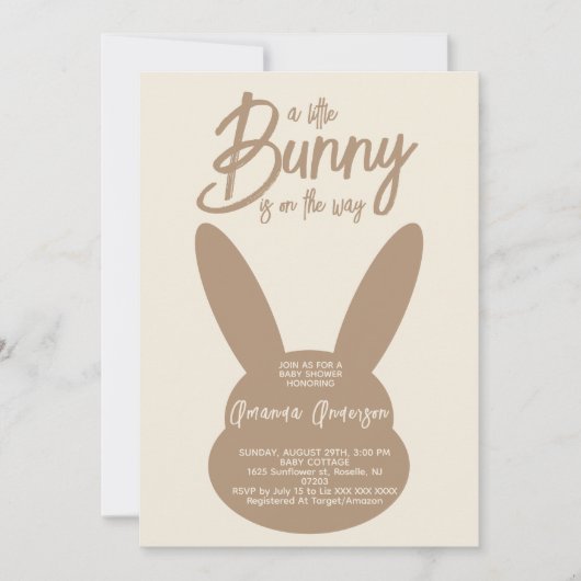 Script Boho Bunny Genderneutraal Baby shower Kaart (Voorkant)