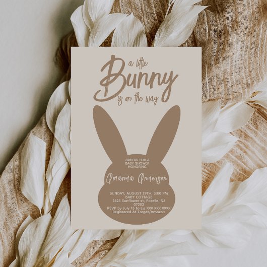 Script Boho Bunny Genderneutraal Baby shower Kaart