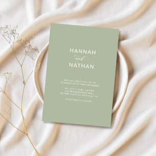 Script Boho Minimalist Sage Green Color Wedding Kaart