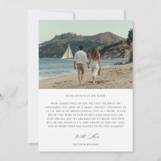 Script Boho Modern We Said Yes Strand Bruiloft Fot Aankondiging (Achterkant)