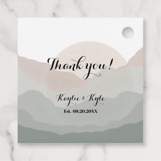 Script Boho Mountain Wedding Anniversary  Bedankjes Labels (Achterkant)