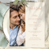 Script Boho Photo Cream Bruiloft Menu Kaart