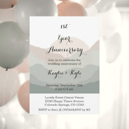 Script Boho Watercolor Mountain 1st Anniversary Kaart