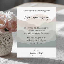 Script Boho Watercolor Mountain 1st Anniversary Notitiekaartje