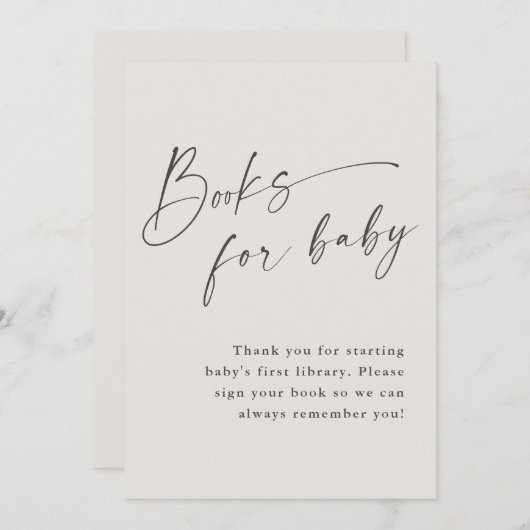 Script Books voor Baby Neutral Baby shower Sign Kaart (Voorkant / Achterkant)