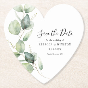 Script Botanische Eucalyptus bruiloft Bewaar de da Kartonnen Onderzetters